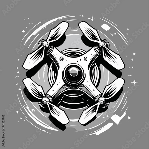 Drone with propellers and camera.