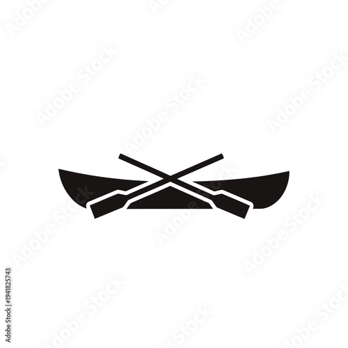 Canoe with Paddles Icon for Water Sports.