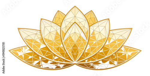 Golden lotus flower geometric design vector illustration minimalist art spirituality