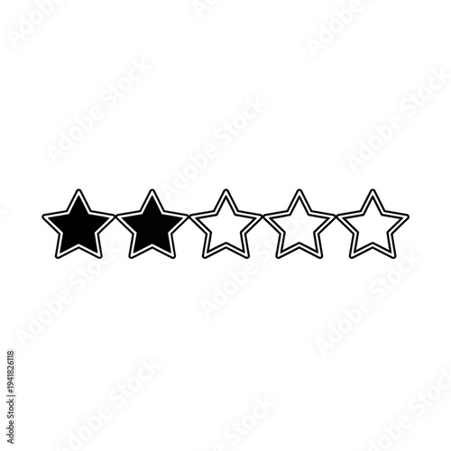 Two-Star Rating Icon for Feedback and Reviews.