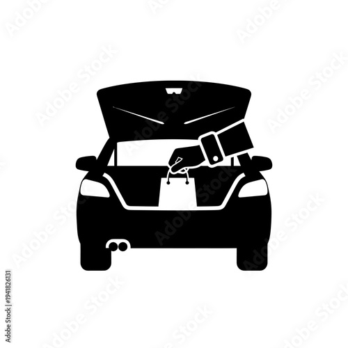 Car trunk with shopping bag icon illustration.