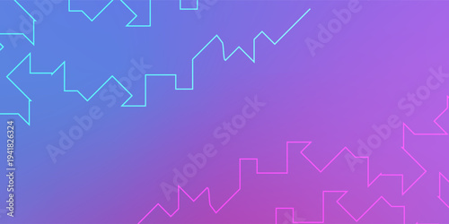 Abstract purple and blue gradient background with pink geometric zigzag lines gradin mash vector ilustartion