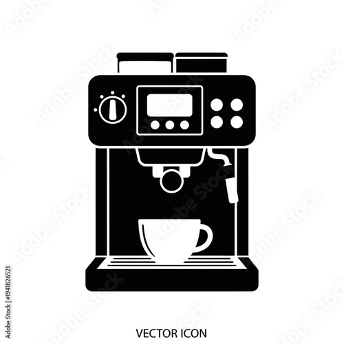 Espresso Machine Vector Icon for Coffee Lovers.