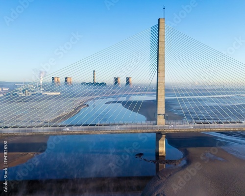Fiddler's Ferry Power Station & Mersey Gateway Bridge Aerial Drone Shot
