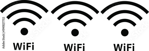 WiFi symbol vector illustration with signal strength icon, wireless internet connectivity concept, black white design, modern communication technology, digital network access graphic