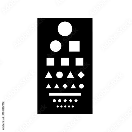 Eye chart with shapes for vision testing.