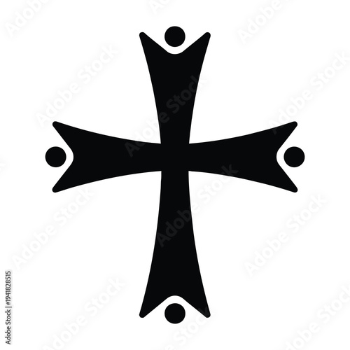 Black cross symbol isolated on white background religious iconography