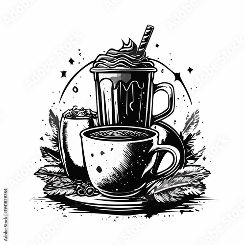 Coffee Cups and Saucer.