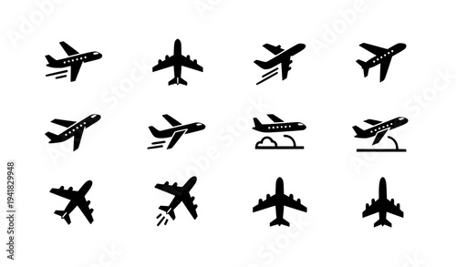 Simple Airplane Aviation Icons Travel Aircraft Vector Pack