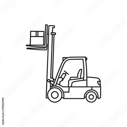 Forklift Truck Lifting Box in Warehouse.