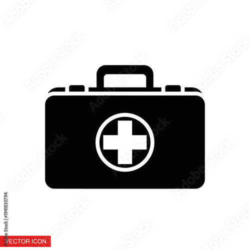 First Aid Kit Icon for Medical Emergency and Healthcare.