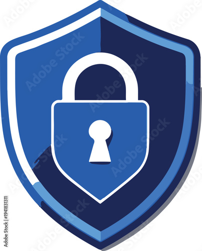 Cyber security shield icon with lock symbol, minimal technology protection icon, clean flat vector design 1
