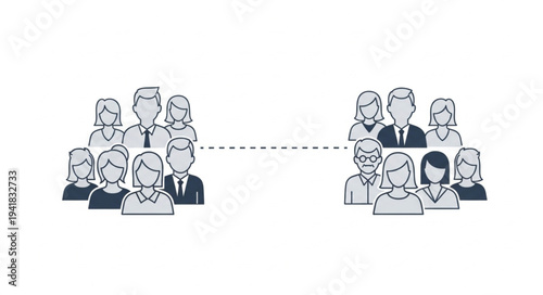 Two Groups of People Connected by Dotted Line.