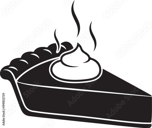 Steaming hot slice of pie with whipped cream topping