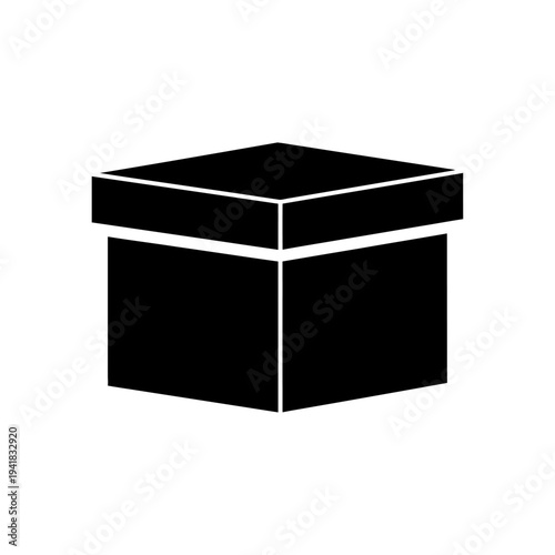 Simple Black Box with Lid Illustration.