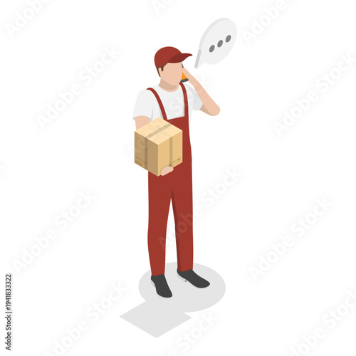 3D Isometric Flat Vector Illustration of Delivery Service, Collection Of Mail Carriers. Item 1