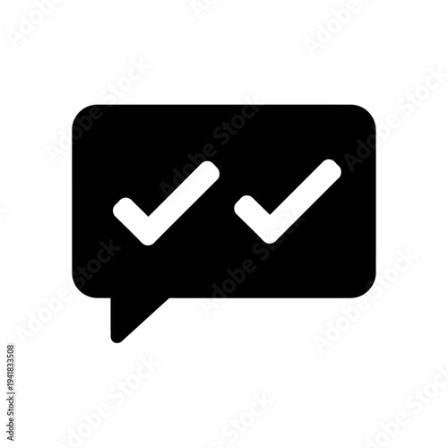 Double Check Mark in Speech Bubble Icon.