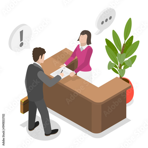 3D Isometric Flat Vector Illustration of Finance Calculation, Bank Services For Business. Item 1