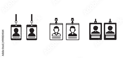 Set of ID Badge Silhouette vectors for Corporate Security and Professional Event Identification