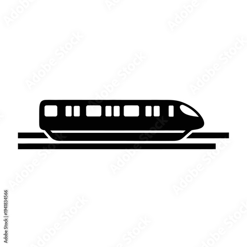 High-Speed Train Silhouette on Railway Tracks.