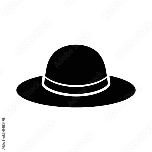 Elegant Black Hat with White Band Illustration.