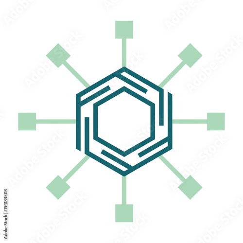 Abstract geometric network connection symbol with radiating lines
