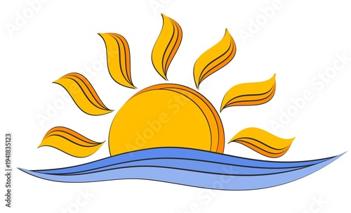 A sun dawn symbol in the sea.