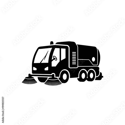 Street Sweeper Truck Silhouette for Urban Cleaning Services.