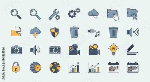 Set of Colorful Flat Design Vector Icons for Web and Mobile Applications.