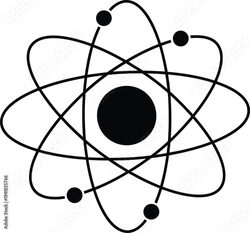 Atom Symbol Silhouette Spinning Orbiting Electrons Science Technology Concept