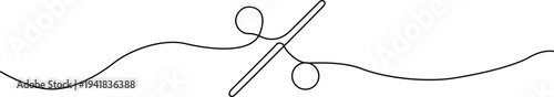 Scissors cutting through a wavy line on a white background Vector