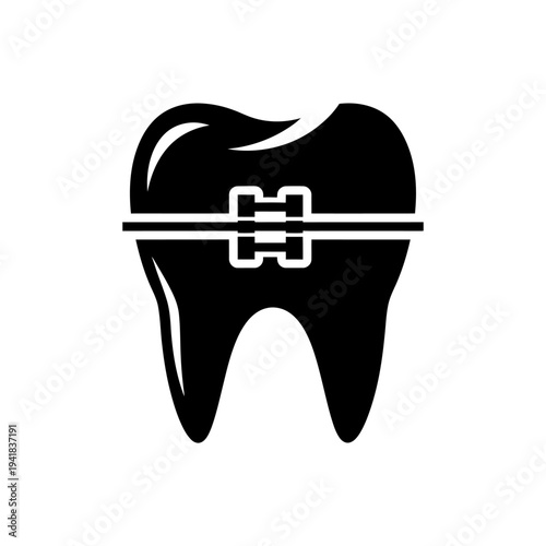 Tooth with Braces - Orthodontic Dental Care Illustration.