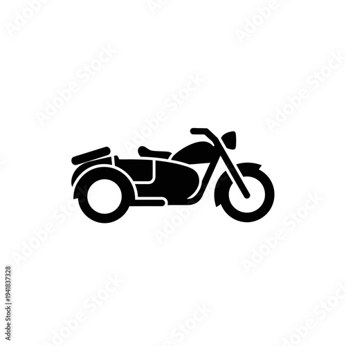 Motorcycle with Sidecar Silhouette for Transportation Icon.