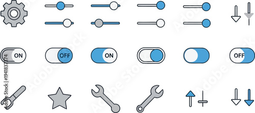 Ui controls and settings icons