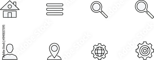 Website navigation and user icons: home, menu, search, user