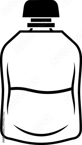 Empty snack pouch pack icon for baby food, yogurt, fruit puree, or smoothie. Simple outline style. Vector symbol for mobile app, web design