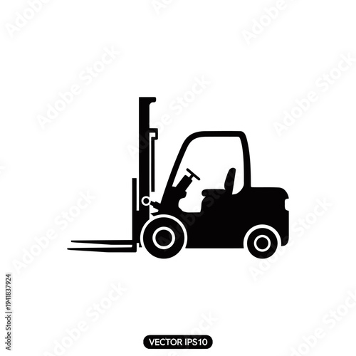 Forklift Truck Silhouette - Industrial Vehicle for Material Handling.