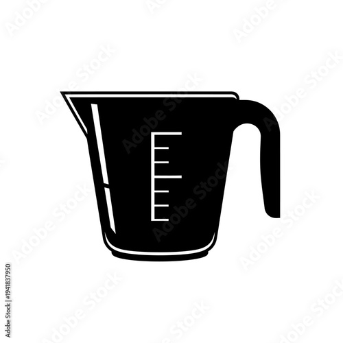 Black and white measuring cup illustration.