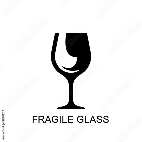 Fragile Glass Warning Symbol for Shipping and Handling.