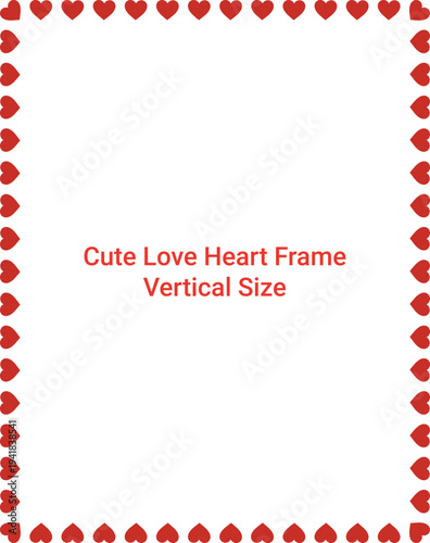 A red heart shaped frame surrounds a white central space