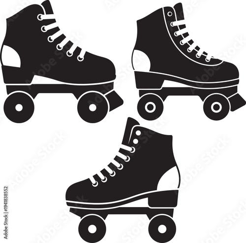 Set of roller skate silhouettes icon vector illustration