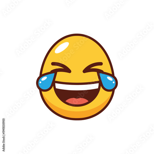 Joyful emoji with laughing face and tears of joy, expressing extreme happiness and amusement