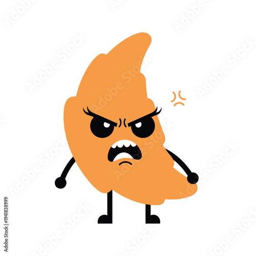 Angry crescent roll character with furious expression, representing frustration or food annoyance