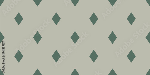 Simple vector minimalist seamless pattern with diamonds, rhombuses. Classic minimal vintage background. Abstract texture in pine green color. Stylish repeated geometric design for wallpaper, textile