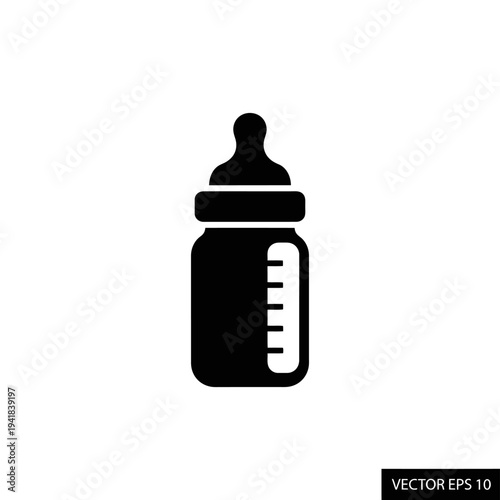 Baby Bottle Icon - Essential Infant Feeding Equipment Symbol.