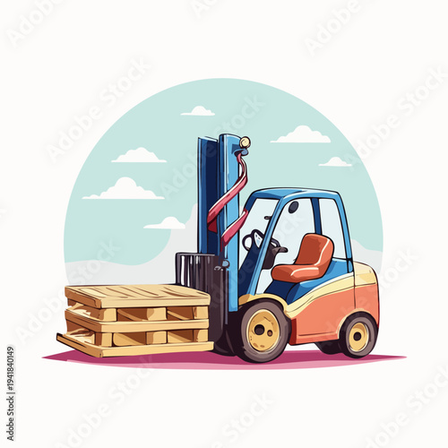 Forklift with Pallets.