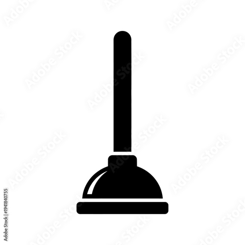 Black and White Plunger Illustration for Plumbing Needs.