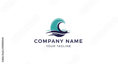 Ocean Wave Logo Design Template for Company Branding.