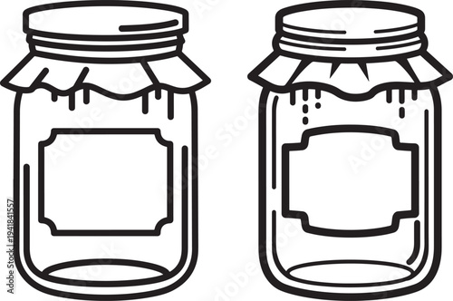 Jam jars with labels and lids