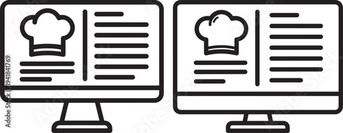 Computer screens displaying chef hat icon